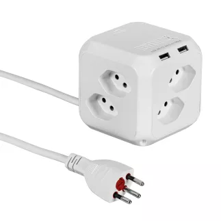 STEFFEN│Cube Multiprises Blanc USB A