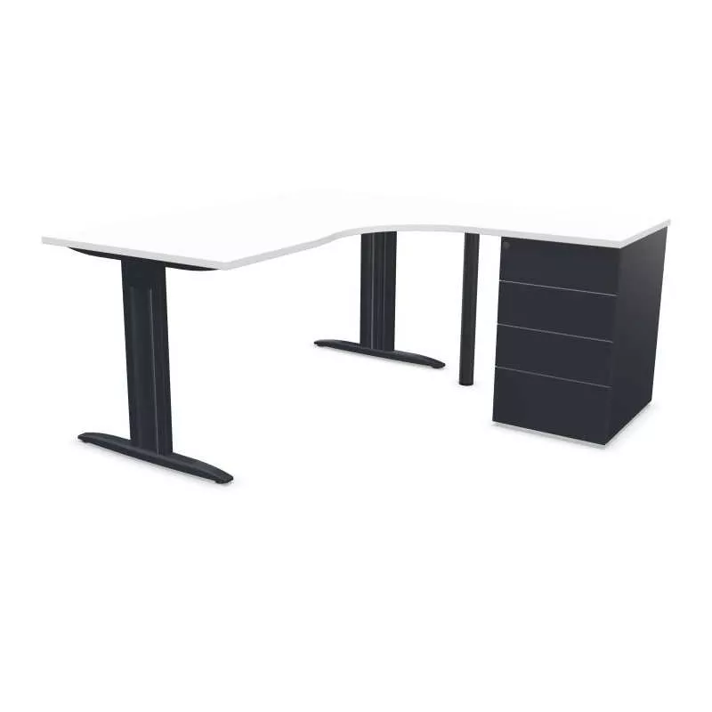 IDOL│PACK Bureau L 160 ou 180 cm + Caisson 3-4 tiroirs
