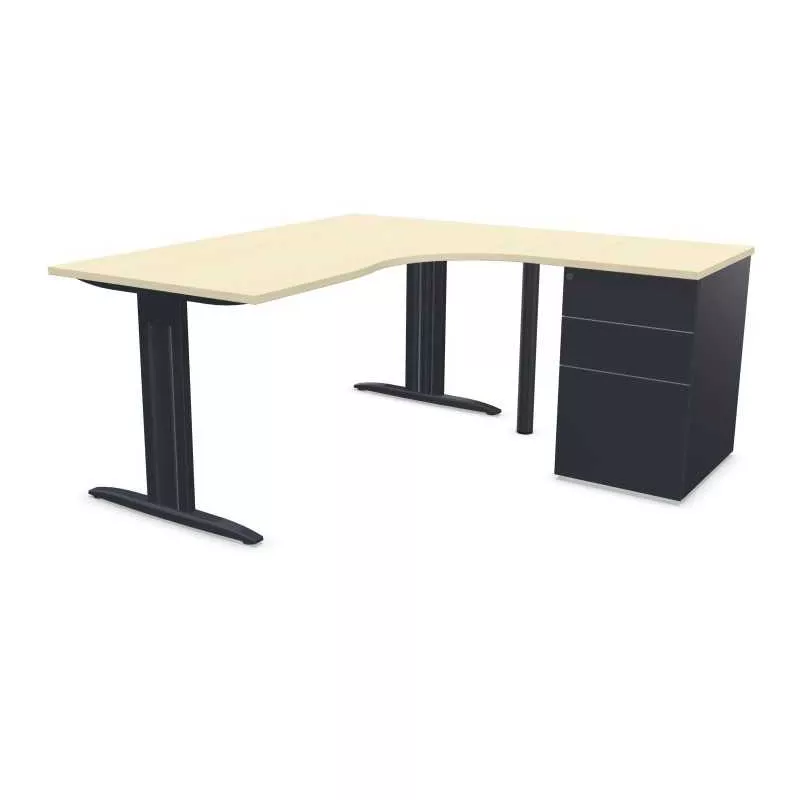 IDOL│PACK Bureau L 160 ou 180 cm + Caisson 3-4 tiroirs