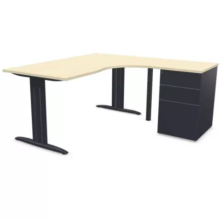IDOL│PACK Bureau L 160 ou 180 cm + Caisson 3-4 tiroirs