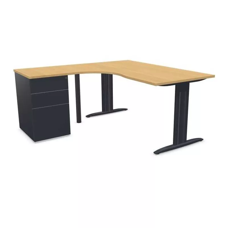 IDOL│PACK Bureau L 160 ou 180 cm + Caisson 3-4 tiroirs