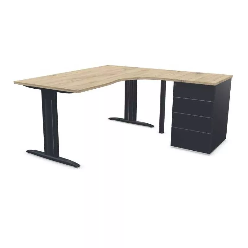 IDOL│PACK Bureau L 160 ou 180 cm + Caisson 3-4 tiroirs