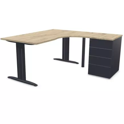 IDOL│PACK Bureau L 160 ou 180 cm + Caisson 3-4 tiroirs