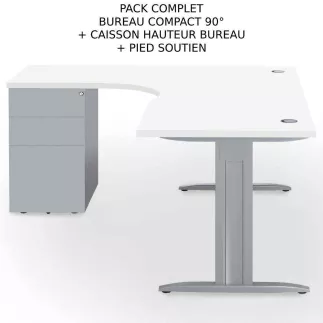IDOL│PACK Bureau L 160 ou 180 cm + Caisson 3-4 tiroirs