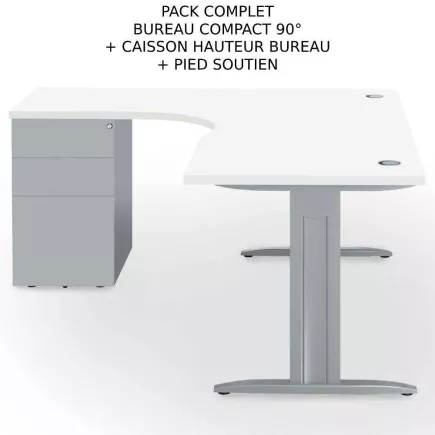 IDOL│PACK Bureau L 160 ou 180 cm + Caisson 3-4 tiroirs