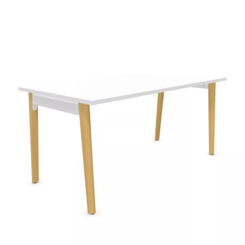 ROBIN│Bureau droit L 120 à 200 x p 80 cm - Pied bois massif