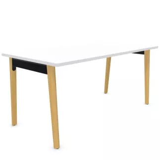 ROBIN│Bureau droit L 120 à 200 x p 80 cm - Pied bois massif