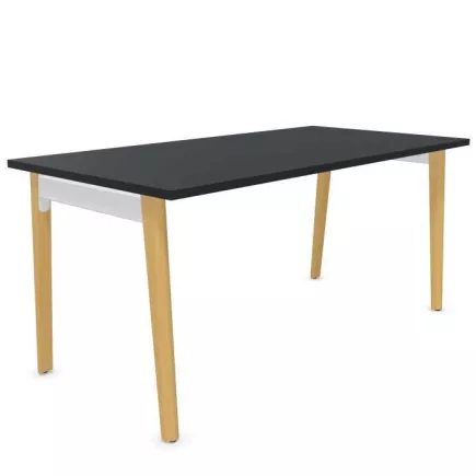 ROBIN│Bureau droit L 120 à 200 x p 80 cm - Pied bois massif