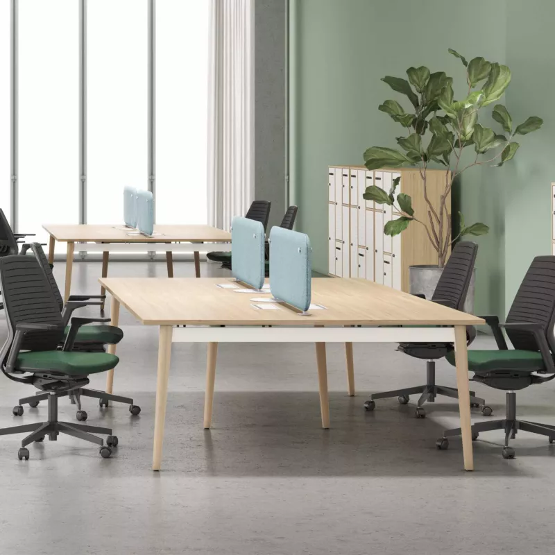 ROBIN│Gamme bureau structure partagée pied bois massif