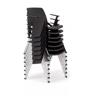 EMI│Chaise de collectivité assise fixe empilable│Noir/Chromé