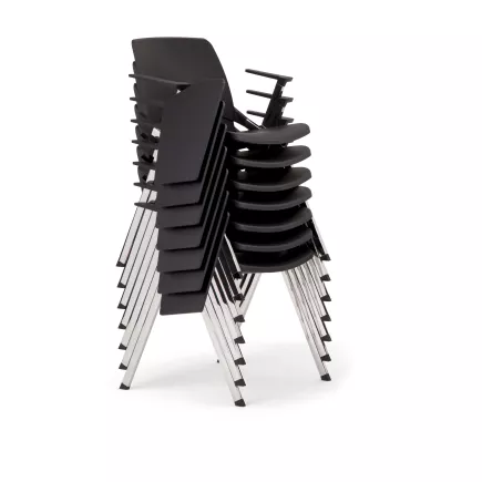 EMI│Chaise de collectivité assise fixe empilable│Noir/Chromé