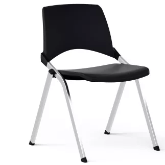 EMI│Chaise de collectivité assise fixe empilable│Noir/Chromé
