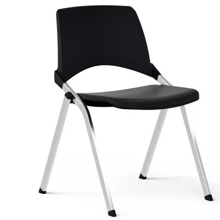 EMI│Chaise de collectivité assise fixe empilable│Noir/Chromé