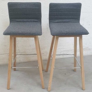 TIMOR│Lot de 2 tabourets tissu│gris