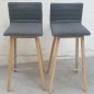 TIMOR│Lot de 2 tabourets tissu│gris