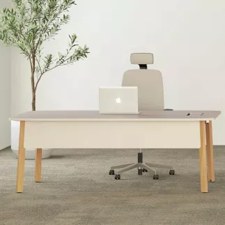 KARL VDF│Bureau de direction droit plateau│Lin / Chêne massif