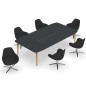 KARL CONFERENCE│Table de réunion - 10-12 personnes - 280x150 - avec trappe │Bois noir / Chêne massif