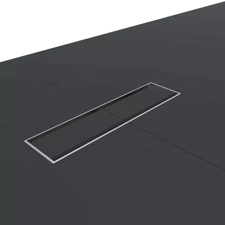 KARL CONFERENCE│Table de réunion - 18-20 personnes - 560x150 - avec trappe │Lin ou Bois noir / Chêne massif