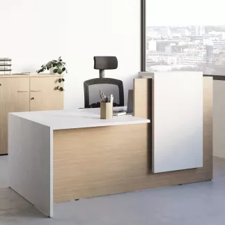 FIFTY FIFTY│Banque Accueil avec accueil PMR bicolore plateau blanc