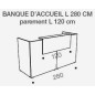 FIFTY FULL│Banque Accueil droite L 280cm,  avec parement