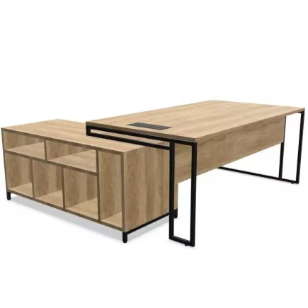 STRICTO│Bureau Direction avec meuble retour ouvert L 180-200 cm