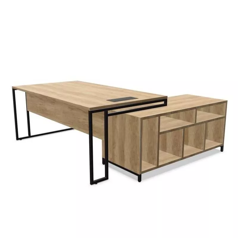 STRICTO│Bureau Direction avec meuble retour ouvert L 180-200 cm