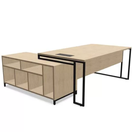 STRICTO│Bureau Direction avec meuble retour ouvert L 180-200 cm