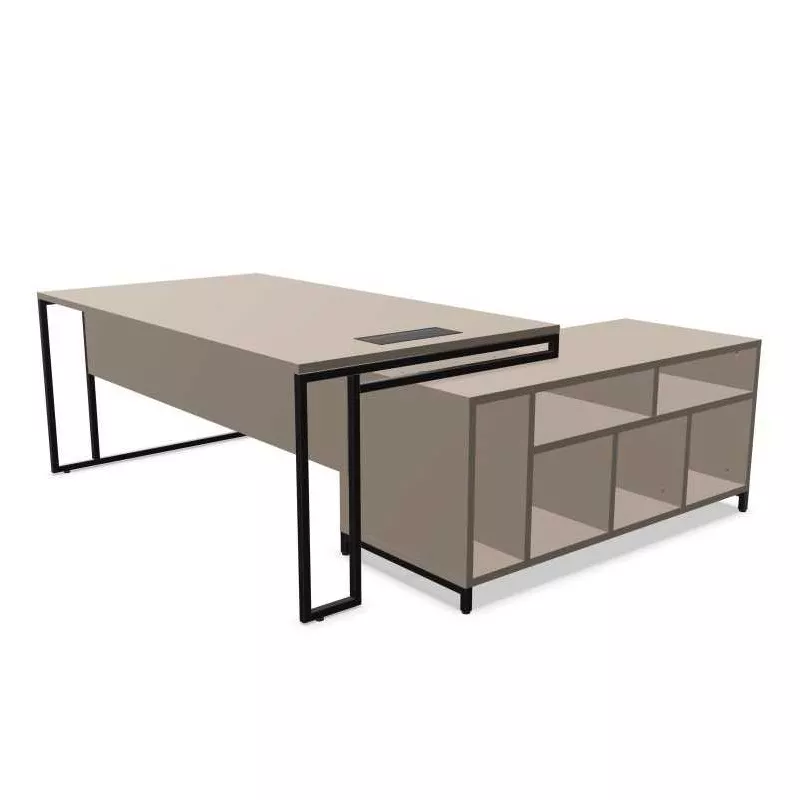 STRICTO│Bureau Direction avec meuble retour ouvert L 180-200 cm