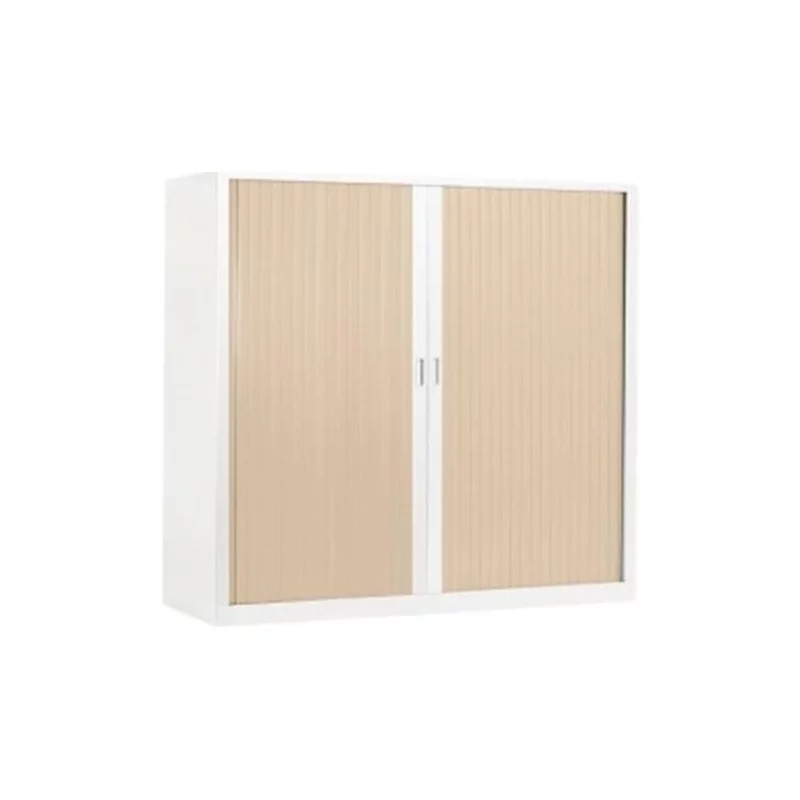 ARIV│Armoire rideau bicolore L 100-120 x H 105 cm│Acier/Décor bois - 4 coloris à choix