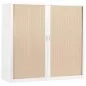 ARIV│Armoire rideau bicolore L 100-120 x H 105 cm│Acier/Décor bois - 4 coloris à choix