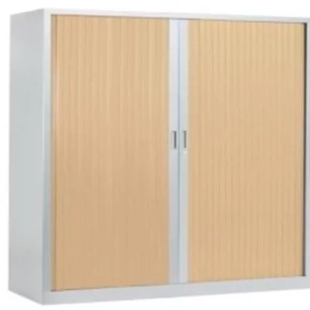 ARIV│Armoire rideau bicolore L 100-120 x H 105 cm│Acier/Décor bois - 4 coloris à choix