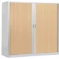 ARIV│Armoire rideau bicolore L 100-120 x H 105 cm│Acier/Décor bois - 4 coloris à choix