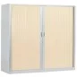 ARIV│Armoire rideau bicolore L 100-120 x H 105 cm│Acier/Décor bois - 4 coloris à choix