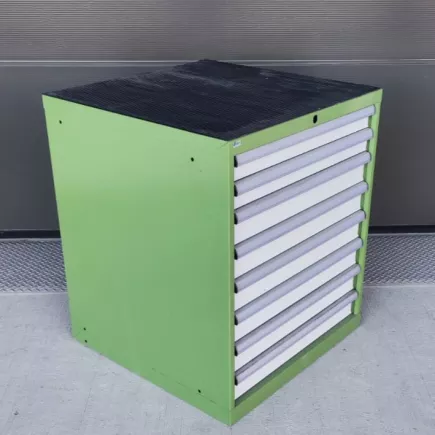 LISTA │Meuble industriel 8 tiroirs - Vert / Gris