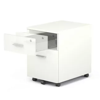 EOL ECO│Caisson 2 tiroirs mélaminé sous bureau poignée Alu-2 coloris