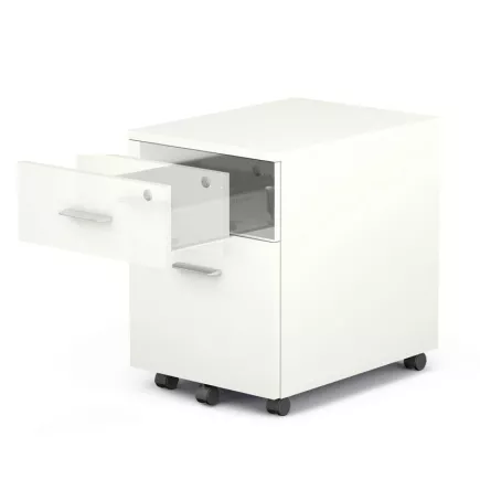EOL ECO│Caisson 2 tiroirs mélaminé sous bureau poignée Alu-2 coloris