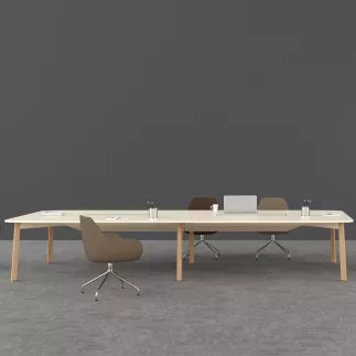 KARL CONFERENCE│Table de réunion - 10-12 personnes - 280x150 - avec trappe │Lin / Chêne massif