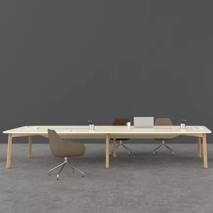 KARL CONFERENCE│Table de réunion - 10-12 personnes - 280x150 - avec trappe │Lin / Chêne massif