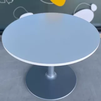 SANMA│Table ronde ø100cm│Blanc/Gris aluminium