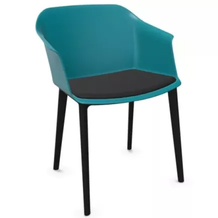 SCOTT│Fauteuil 4 pieds PVC noir │Avec placet│Coloris à choix