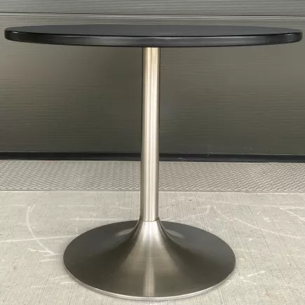 SANMA│Table ronde ø 89.5cm Stratifié Noir/Chromé