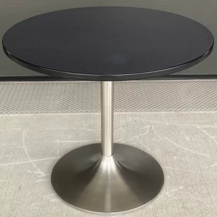 SANMA│Table ronde ø 89.5cm Stratifié Noir/Chromé