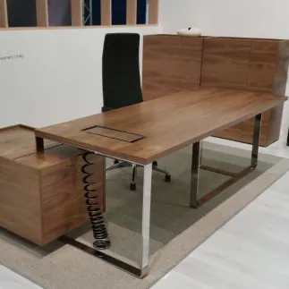 NARBUTAS Plana│ Bureau direction avec caisson amovible│Dark Walnut  / Chromé