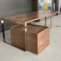 NARBUTAS Plana│ Bureau direction avec caisson amovible│Dark Walnut  / Chromé