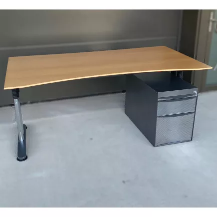 PACK TAKE OFF│Bureau arqué 180x90 + caisson sous bureau 964