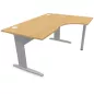 IDOL│Bureau compact 90° L 160x80 cm - retour droite 60 cm- pied fixe│Chêne clair / Gris Alu