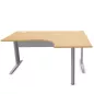 IDOL│Bureau compact 90° L 160x80 cm - retour droite 60 cm- pied fixe│Chêne clair / Gris Alu