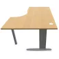 IDOL│Bureau compact 90° L 160x80 cm - retour droite 60 cm- pied fixe│Chêne clair / Gris Alu