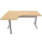 IDOL│Bureau compact 90° L 160x80 cm - retour gauche 60 cm- pied fixe│Chêne clair / Gris Alu