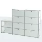 USM HALLER│Etagère 10 cases 2L x 4H à clapets + 2 cases ouvertes│Gris clair/Chromé